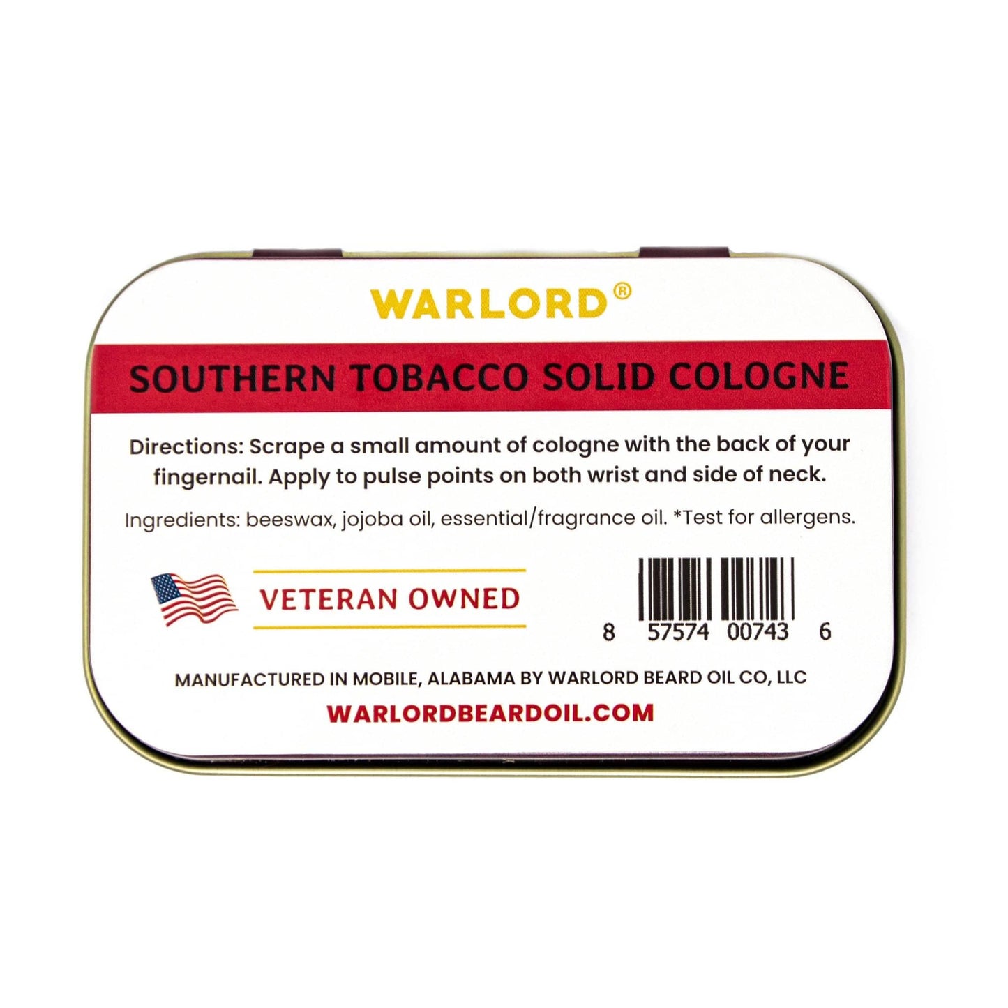 Southern Tobacco Solid Cologne - Warlord - Men's Grooming Essentials