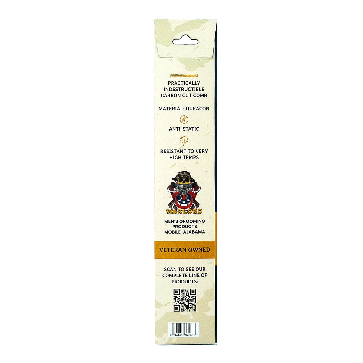 Warlord Dresser Comb – 7.5" Carbon Cut Duracon - Warlord - Men's Grooming Essentials