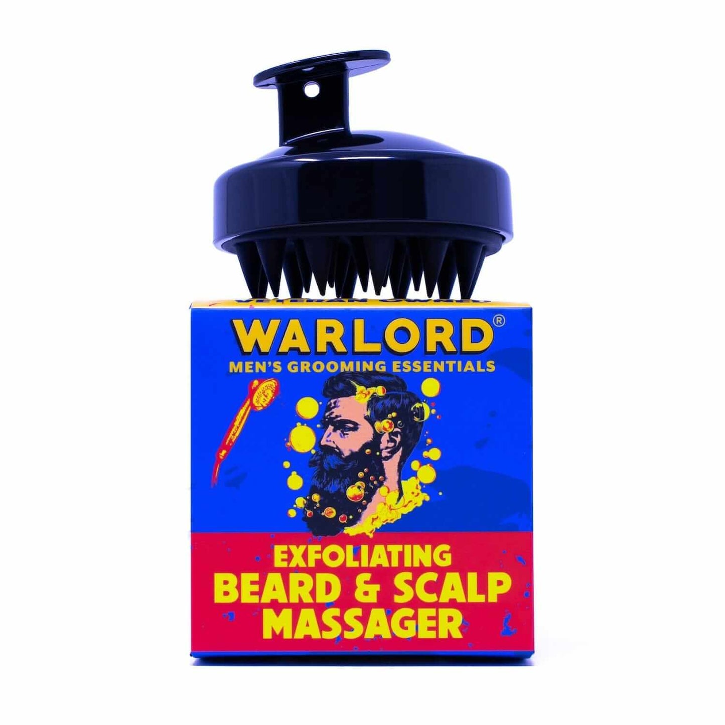 Warlord exfoliating beard and scalp massager box and tool – premium exfoliating grooming set for men, beard and scalp care.