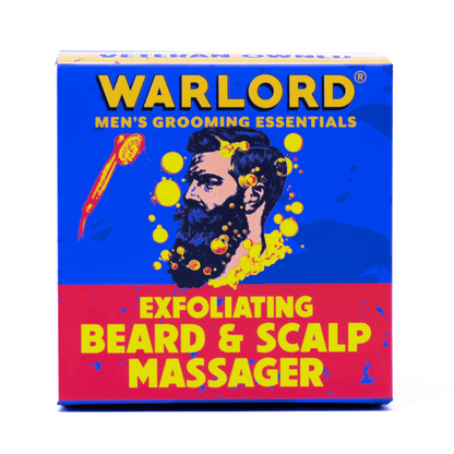 Warlord exfoliating beard and scalp massager box – exfoliating grooming tool for men, stimulates beard and scalp, veteran-owned.