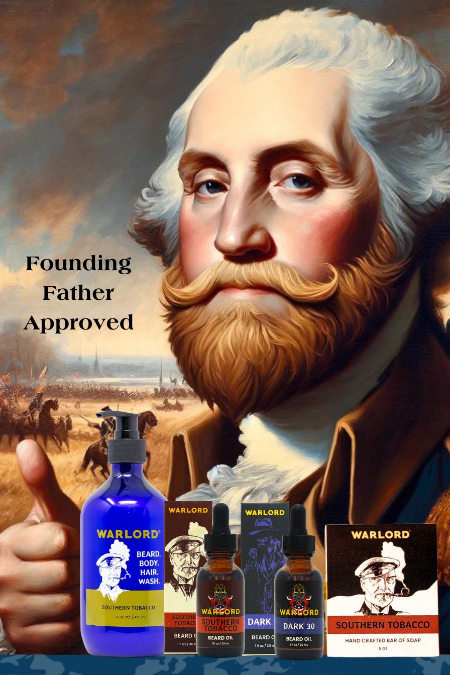 George Washington with a beard giving a thumbs up.