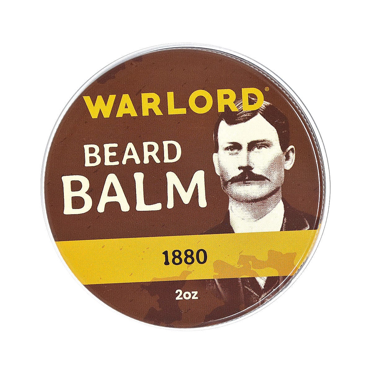 Warlord natural 1880 beard balm tin – natural beard balm for men’s grooming, strong hold, vintage masculine style.