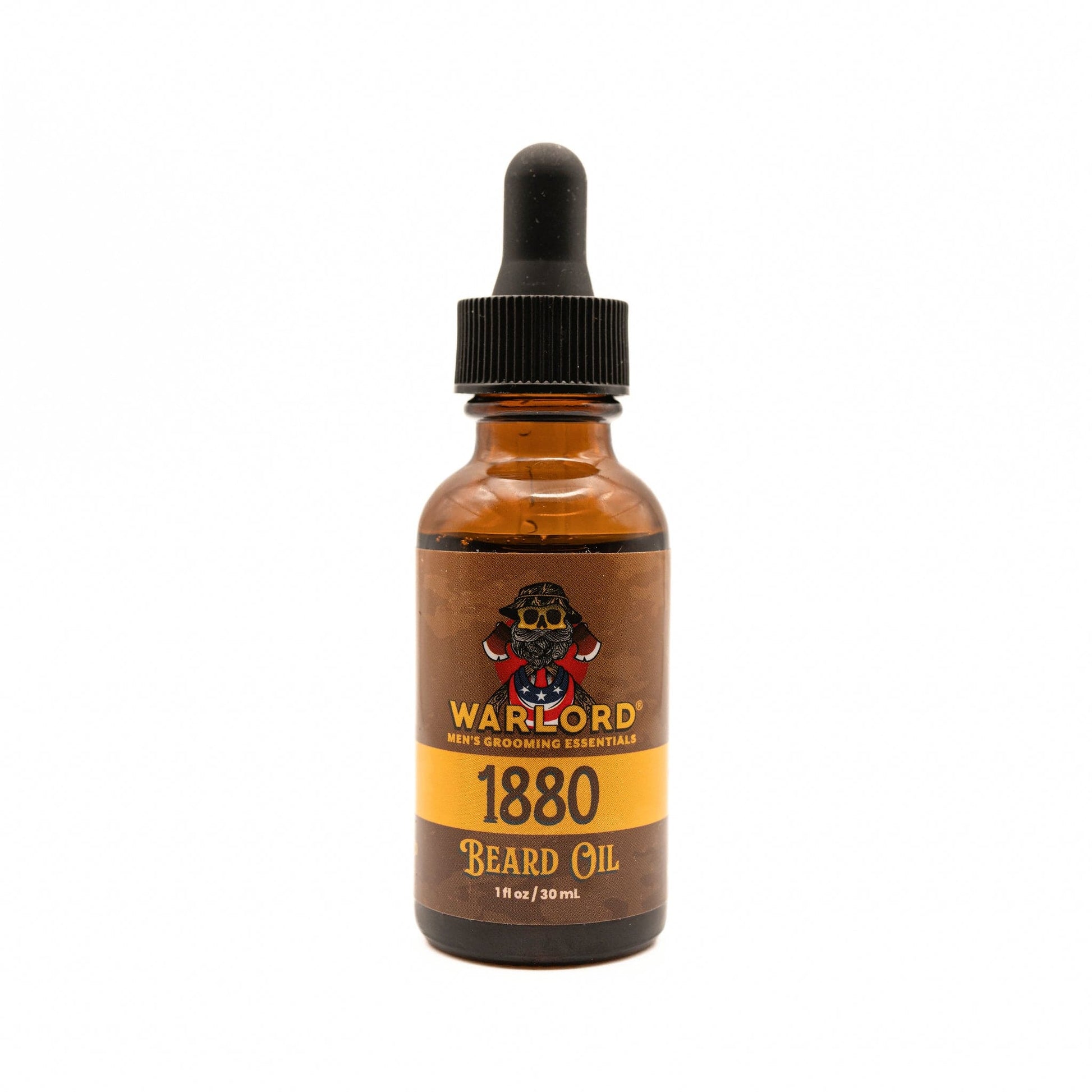 Warlord natural 1880 beard oil bottle – natural beard oil for men, premium grooming, vintage masculine scent.
