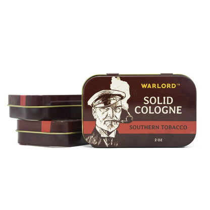 Warlord Southern Tobacco solid cologne tin – men’s grooming, classic masculine scent, vintage-inspired solid cologne for men.